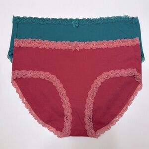 AUDEN 2 Lace Trim Panties - Teal and Pink/Bundle of 2